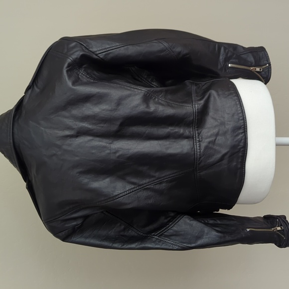 Tannery West Black Leather Motorcycle Jacket, S - Picture 3 of 5